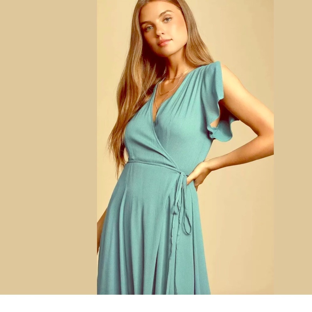 Lulu’s heart of marigold. turquoise XS wrap dress